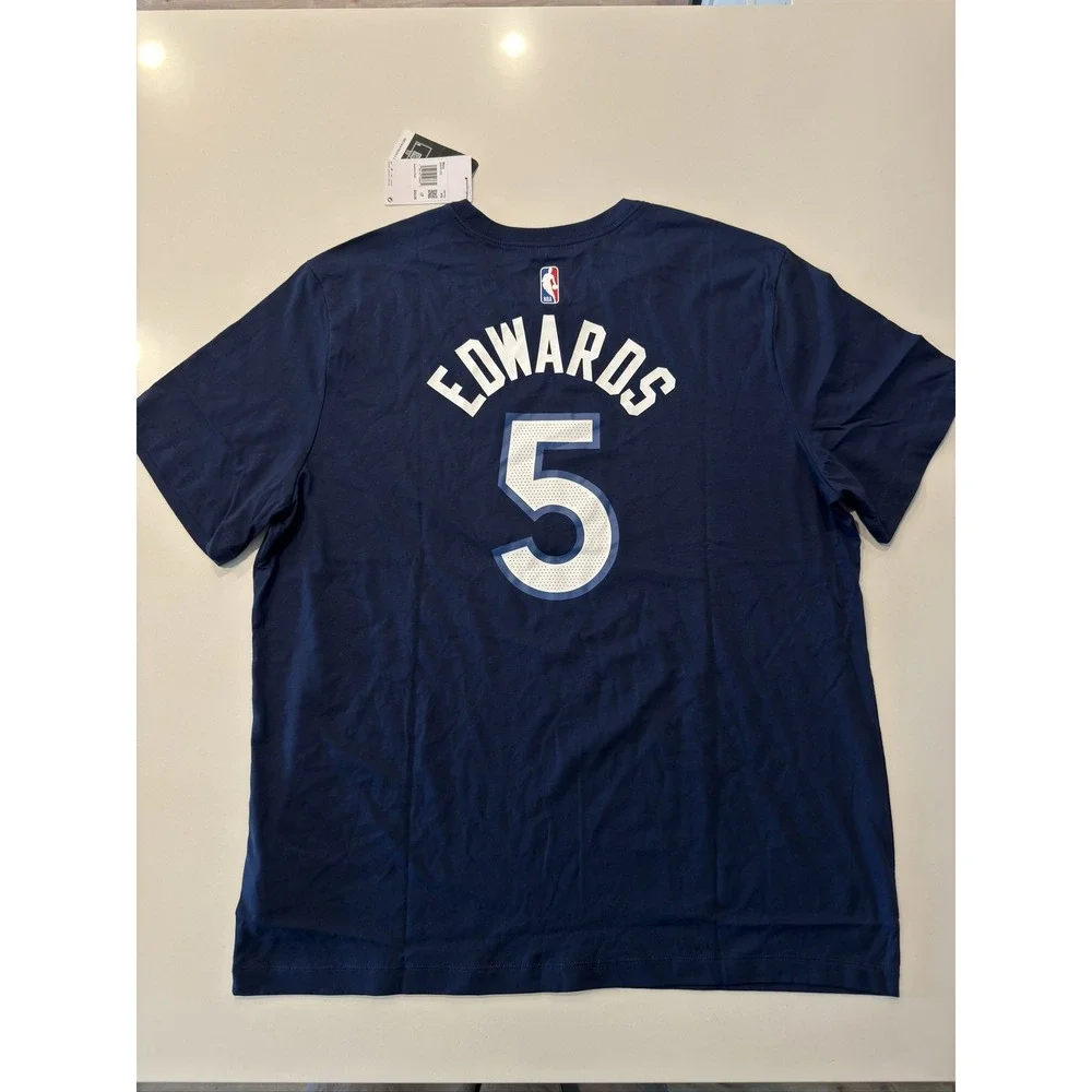 Nike Anthony Edwards Timberwolves Icon Name & Number T-Shirt Men's 2XL Navy